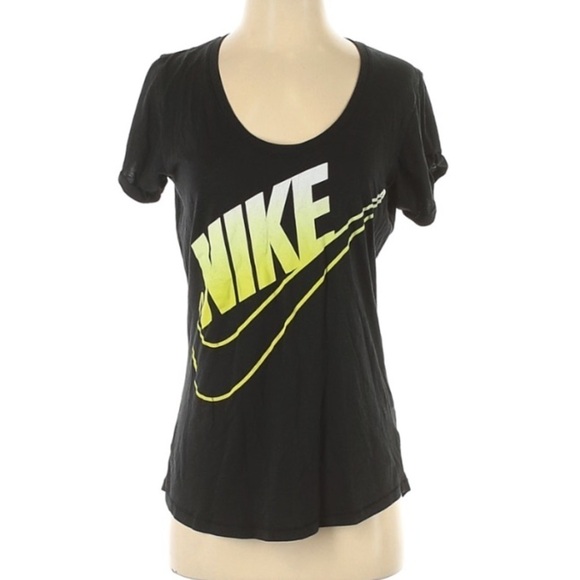 Nike Logo Ombre yellow Highlighter Swoosh T-shirt short sleeve small - Picture 1 of 6